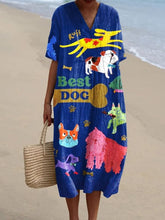 Women's Dog Art Print Casual Flowy Dress